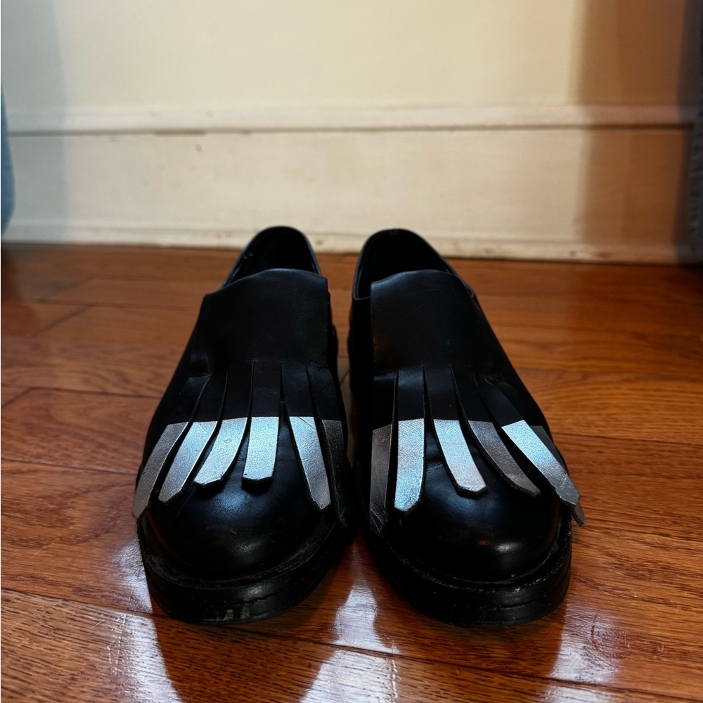 Miista Black and Silver Loafers made in Spain. In great condition! Size 37